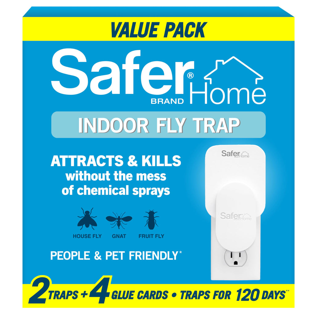 Safer Home Indoor Plug-in Fly Trap - SH502-2R4SR - Effective Fruit Fly Traps for Indoors, Gnat Traps for House Indoor, 400 Sq Ft Protection - Style: 2 Devices + 4 Glue Cards