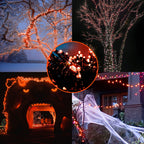 Twinkle Star 33FT 100 LED Halloween String Lights Orange, Plug in Black Wire Fairy Lights 8 Modes Waterproof Mini Light for Outdoor Indoor Christmas Tree Holiday Wedding Party Bedroom Patio Tree Decor