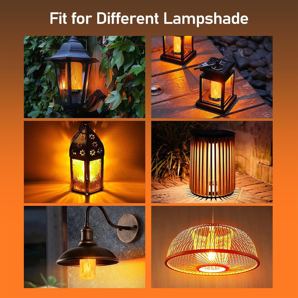 Vicstone Upgraded LED Flame Light Bulbs, 4-Mode Flickering Light Bulbs with Upside Down Effect, E26 27 Fire Light Bulb for Porch Party Patio Home Halloween Christmas Indoor Outdoor, 4 Pack