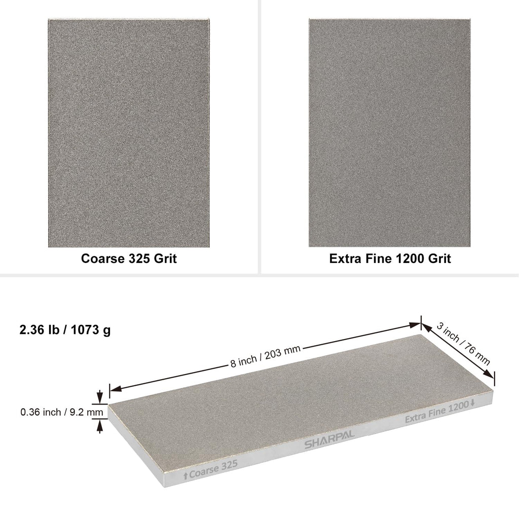 SHARPAL 162N Double-sided Diamond Sharpening Stone Whetstone Knife Sharpener | Coarse 325 / Extra Fine 1200 Grit | Storage Case with NonSlip Base & Angle Guide (8 in. x 3 in.) Gifts for Men