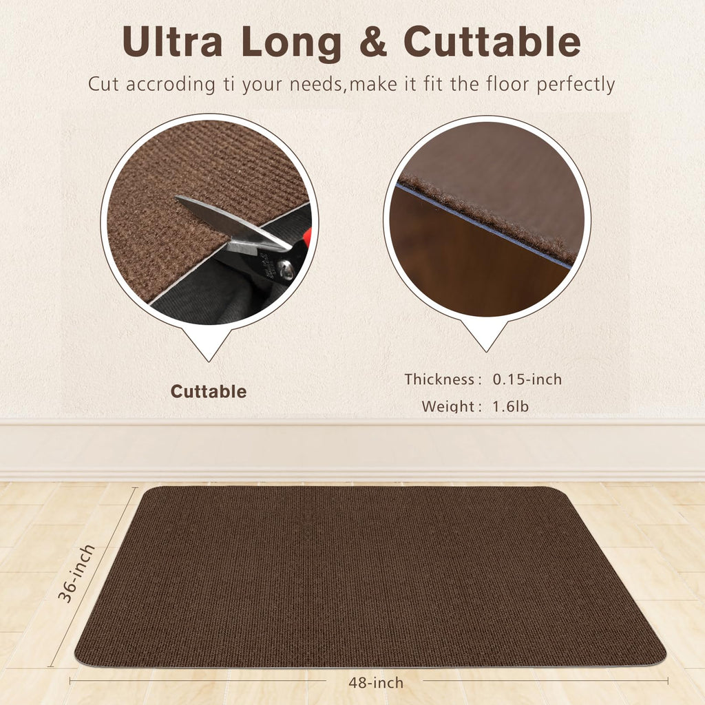 Sycoodeal Office Chair Mat for Hardwood Floor,Office Computer Gaming Chair Mat for Tile Floor,Large Floor Protector Rug,Anti-Slip,Easy to Clean,Coffee(48"x36")