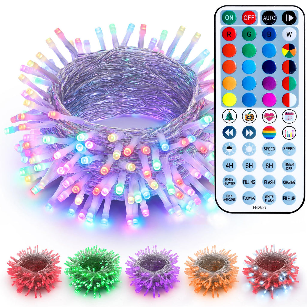 Brizled RGB Christmas Lights, 66ft 200 LED Color Changing Christmas Light with Remote, Dimmable Christmas Lights Outdoor Indoor Waterproof Halloween String Light, Xmas Tree Lights for Christmas Party