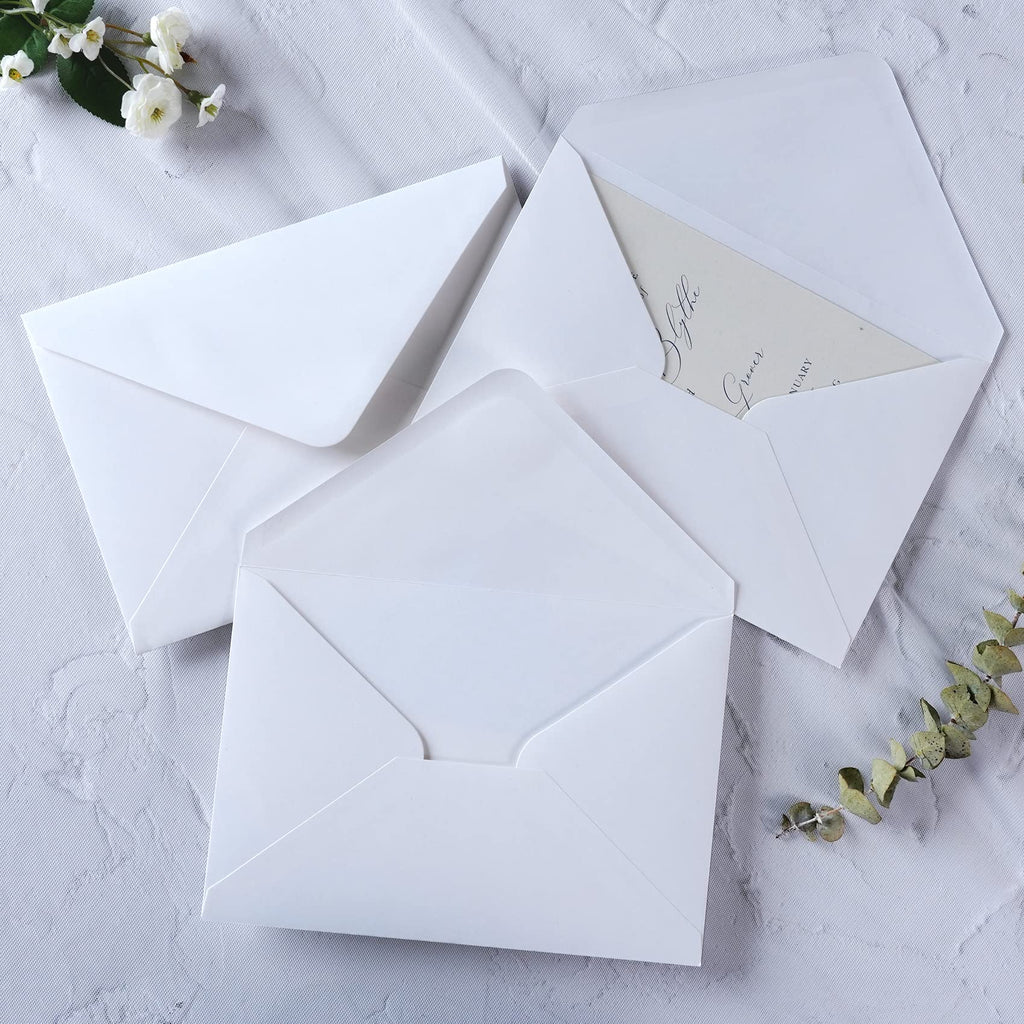PONATIA 50 PCS/Pack A7 Envelopes, 5.25 x 7.5'' White Envelopes, Perfect For 5 x 7'' Wedding Invitation Cards, Christmas Gift Cards Envelopes, Acrylic Invitations, Photos