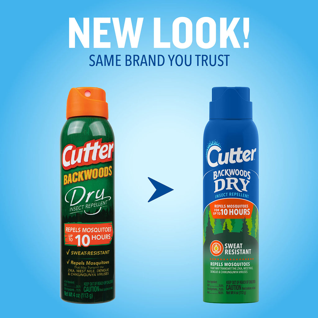 Cutter Backwoods Dry Insect Repellent, Mosquito Repellent, 25% DEET, Sweat Resistent, 4 Ounce (Aerosol Spray)