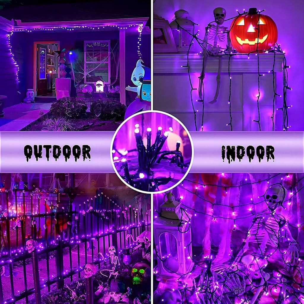 YEGUO Purple Halloween Lights, 165ft 500 LED String Lights Outdoor, Christmas Lights Indoor, Green Wire Twinkle Lights Plug in for Party Tree Halloween Decor