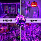 YEGUO Purple Halloween Lights, 165ft 500 LED String Lights Outdoor, Christmas Lights Indoor, Green Wire Twinkle Lights Plug in for Party Tree Halloween Decor
