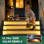 PATIOWIN 6 Pack Solar Step Lights for Outside, 24 LEDs Solar Stair Lights Waterproof IP65, Solar Deck Lights Outdoor Decor for Garden, Porch, Pathway, Patio, Fence, Balcony(Warm White)
