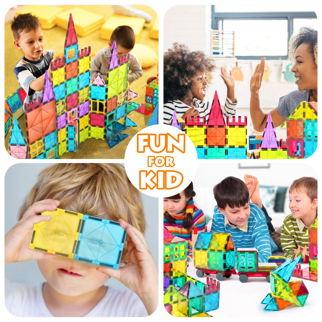 Jasonwell Magnetic Tiles Kids Magnetic Blocks Building Sets 3D Magnet Tile Building Blocks Toy Construction Educational STEM Toys Gifts for Toddlers Boys Girls 3 4 5 6 7 8 9 10 + Year Old