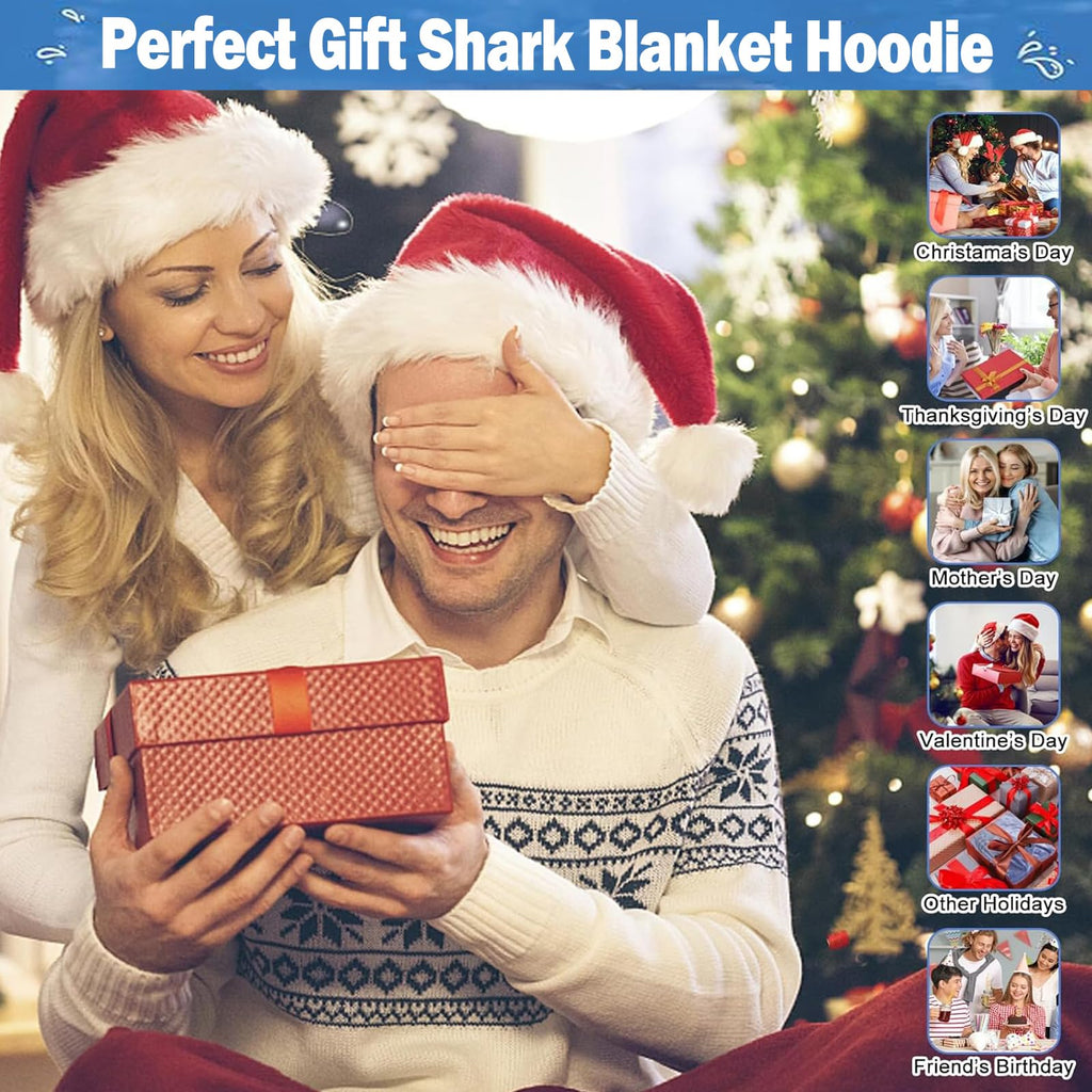 DDMY Shark Onesie Shark Blanket, Flannel Blanket Hoodie Wearable Blanket Halloween Costumes for Cosplay, Cartoon Throw Blankets Shark Sleeping Bag Blanket Halloween Blanket Christmas Blanket