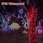 Upgraded 82FT 200 LED Red Christmas Lights Outdoor & Indoor, Memory Function & Timer & 8 Modes, Extendable Green Wire Waterproof Lights for Christmas Tree Party Wedding Home Garden Decorations (Red)