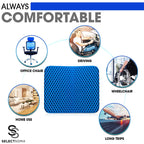 SelectSoma Large Gel Seat Cushion for Desk Chair - Pressure Relief for Back, Sciatica, Coccyx, and Tailbone Pain While Long Sitting – Wheelchair Cushion – Car and Truck Chair Pad