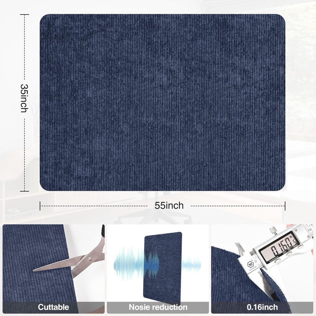Placoot Desk Chair Mat for Hardwood Floor Corduroy Surface 1/6" Thick 55"x35" Office Chair Mat for Rolling Chairs-100% Large Anti-Slip Backing Under Desk Low-Pile Office Rug Floor Mat for Office/Home