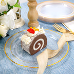 DaYammi 240 Pcs Gold Dessert Plates Set Includes 120 Gold Disposable Salad Plates 6.5" 120 Gold Plastic Forks 5.7",Clear Gold Rim Cake Plates,Fancy Gold Appetizer Plates for Party and Wedding