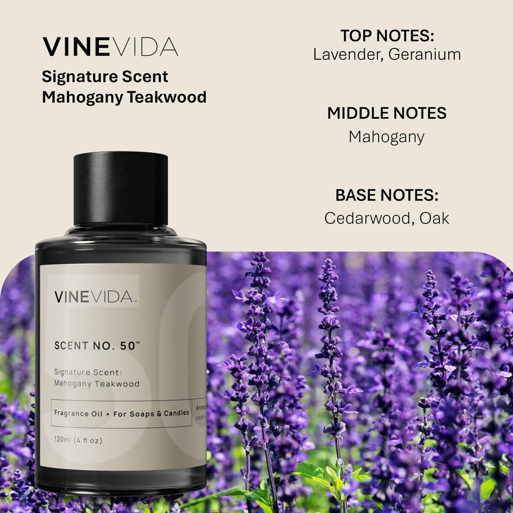 VINEVIDA [4oz] Mahogany Teakwood Fragrance Oil for Candle Making and Soap Making - Premium Candle Scents for Soy Candles