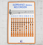 PLUM ROSE Rainbow Recorder Finger Chart (11x17) Recorder Learn to Play - Play the Recorder (Orange)