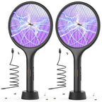 YISSVIC Electric Fly Swatter 4000V Bug Zapper Racket Dual Modes Mosquito Killer with Purple Mosquito Light Rechargeable for Indoor Home Office Backyard Patio Camping (Black)