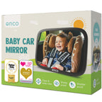 Onco Baby Car Mirror Rear Facing - Double Award-Winning Convex Car Mirror for Baby, 100% Shatterproof & Shakeproof with 360° Rotation, Newborn Essentials (9.6 x 6.9 in)