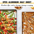 Baking Sheet Pan Set of 3, Commercial Quality Aluminum Cookie Sheets for Oven, Umite Chef Warp Resistant Baker's Half/Quarter/Jelly Roll Pans, Thick Cookie Tray Pans for Baking, Roasting