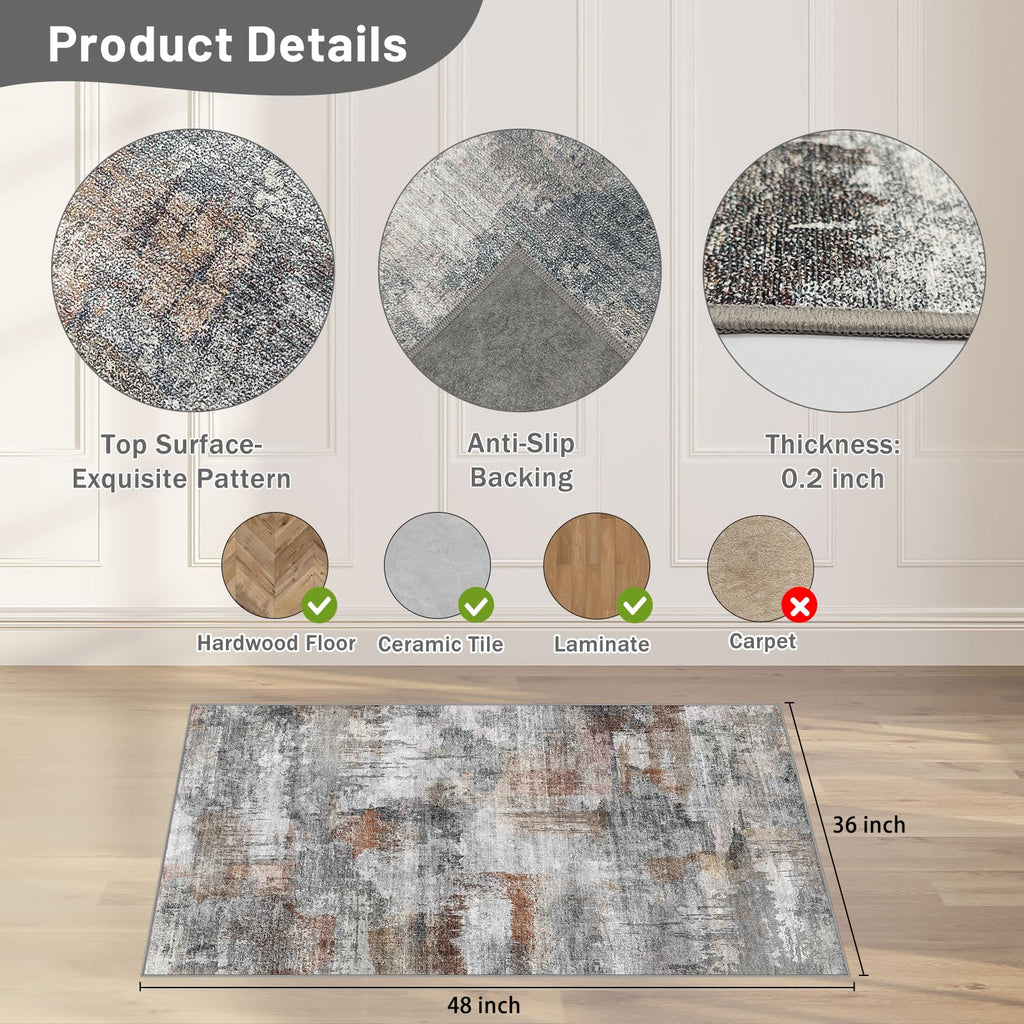 Office Chair Mat for Hardwood Floor&Tile Floor,36"X 48" Heavy Duty Desk Chair Mat for Hard Floors,Under Desk Rug for Rolling Computer Chair,Anti Slip,Low Pile Carpet Floor-Abstract Grey