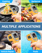 Eventek Digital Infrared Thermometer, -58℉～1112℉(-50℃～600℃) Non-Contact Laser Temperature Gun with Color Display & Adjustable Emissivity for Cooking/BBQ/Food/Fridge/Pizza Oven/Engine (Not for Human)