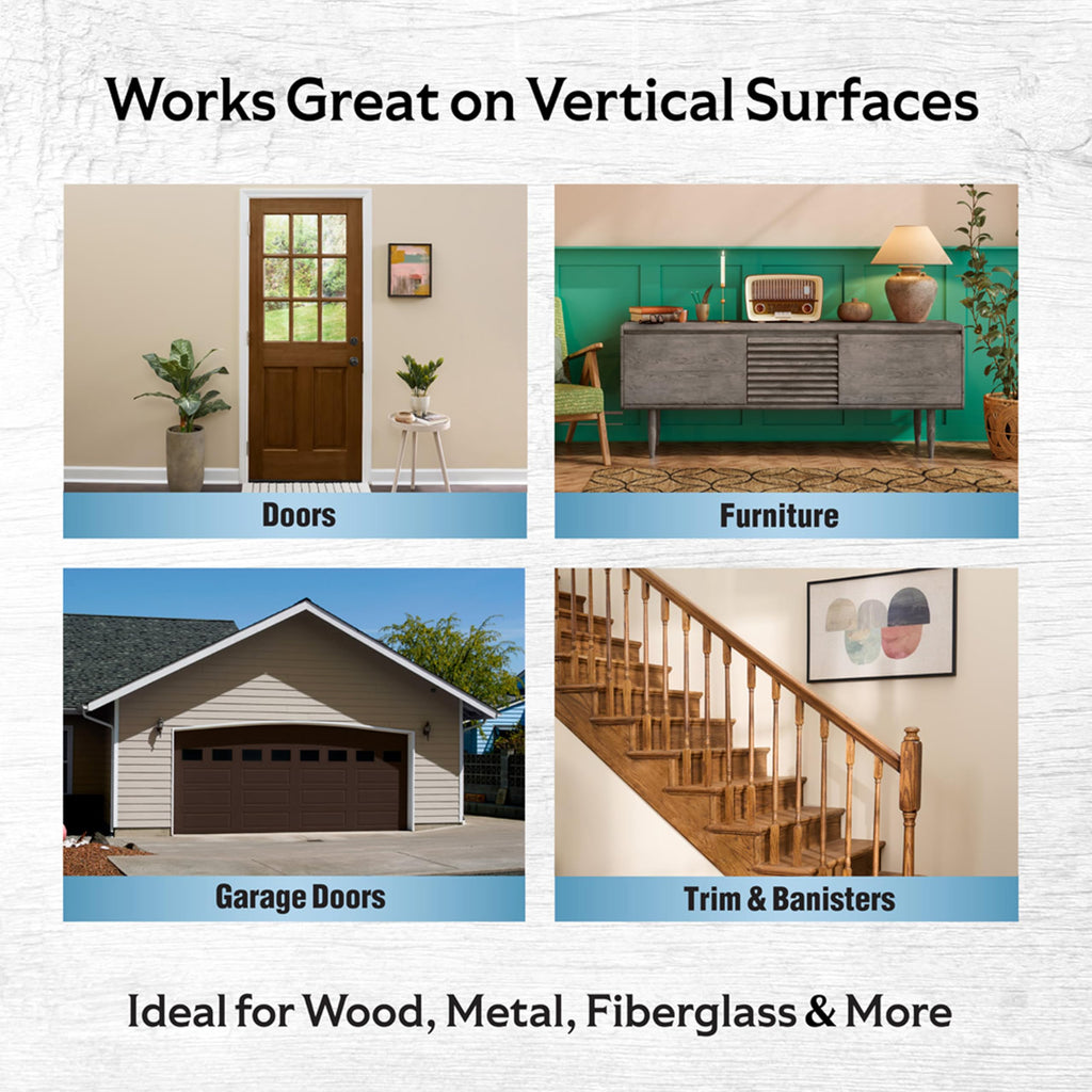 Varathane Total Control Gel Stain | Low Odor Water-Based Formula | Thick Gel Formula for Vertical Surfaces | Ideal for Wood, Metal & Fiberglass | Quart | Dark Walnut