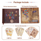 JIMBON Our Adventure Book Scrapbook Photo Album Retro Style Embossed Letter Cover Travel Diary Journal Scrap Book Kit For Couples,Memory Book For Anniversary Wedding