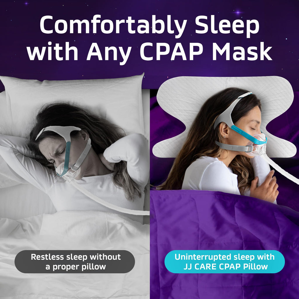JJ CARE CPAP Pillow with Pillowcase (Pack of 1), CPAP Pillow for Stomach, Side, and Back Sleepers, Adjustable Height CPAP Pillow Memory Foam, CPAP Pillows for Head & Cervical Neck Support