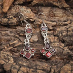 Retro Bohemian Red Zircon Drop Shape Tassel Earrings Women's Fashion Elegant Earring Accessories
