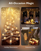 Homemory 48-Pack Novelty Flickering Flameless Tea Lights Candles, 200+Hours Battery Operated, Fake Electric LED Votive Candles, Small Wedding Candles for Table Centerpieces,Proposal,Anniversary