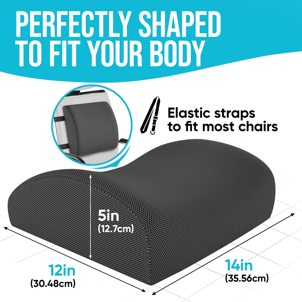 FORTEM Office Chair Cushion and Back Support for Office Chair, Lumbar Support Pillow, Memory Foam, Non Slip Sitting and Back Rest for Gaming, Car Seat Cushion, Chair Pad