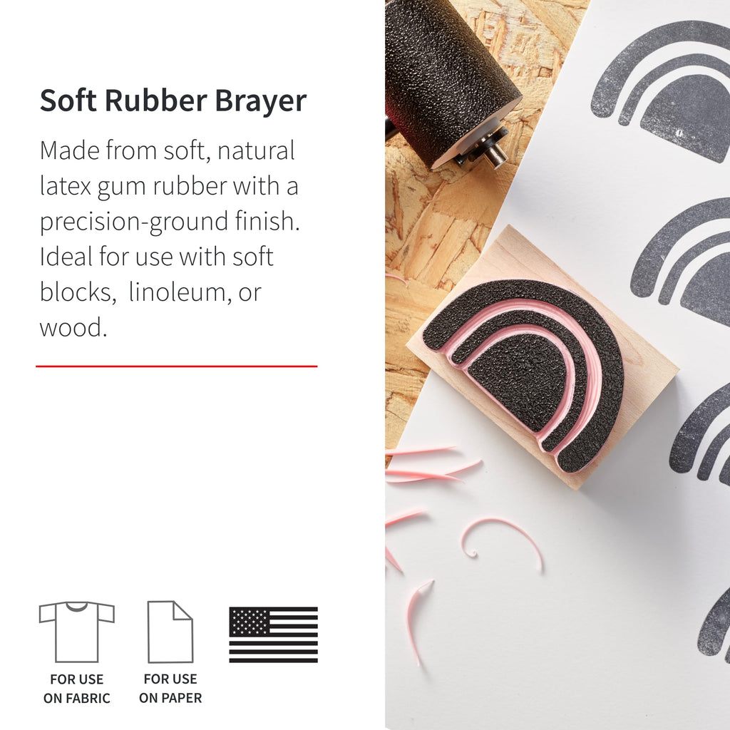Speedball Soft Rubber Brayer, 3-Inch - Printmaking Roller Tool for Gel & Block Printing and Crafting - Made in USA