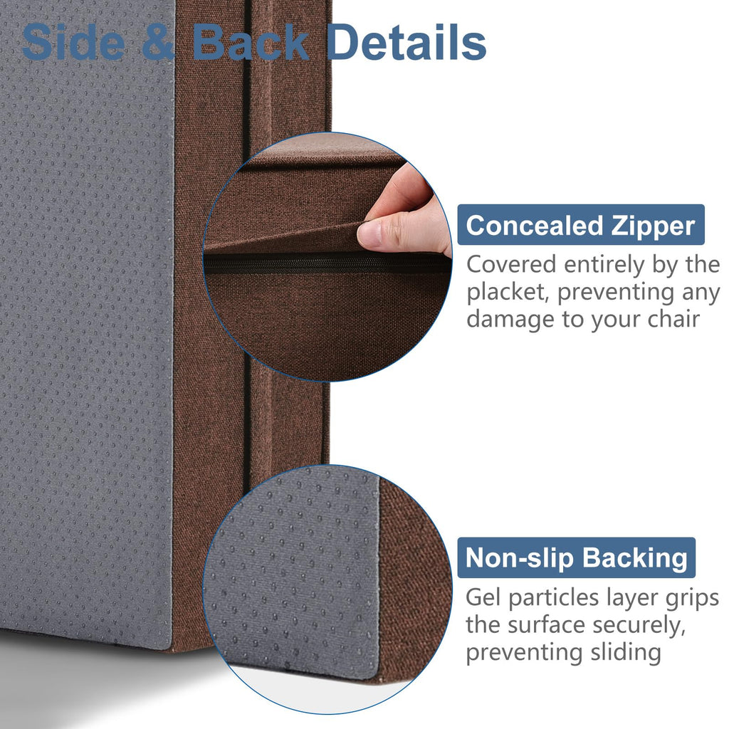 Shinnwa Gel Memory Foam Recliner Cushion for Elderly, Extra Large Seat Cushion, Dual-Layer Foam Chair Pad for Couch, Armchair, Wicker Chairs, Floor, 20 × 20 × 5in, Caramel