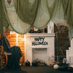 Whaline Halloween Olive Green Creepy Cloth 197 x 87 Inch Spooky Gauze Clothes Halloween Scary Decoration for Haunted Houses Party Supplies Indoor Outdoor