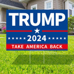 Probsin Trump 2024 Yard Sign with Metal H Stakes Double Sided 16" x 24" Trump Take America Back Blue Signs Voted for Trump Outdoor Decorations for Indoor Outdoor Lawn, Garden, Window, Party Supplies