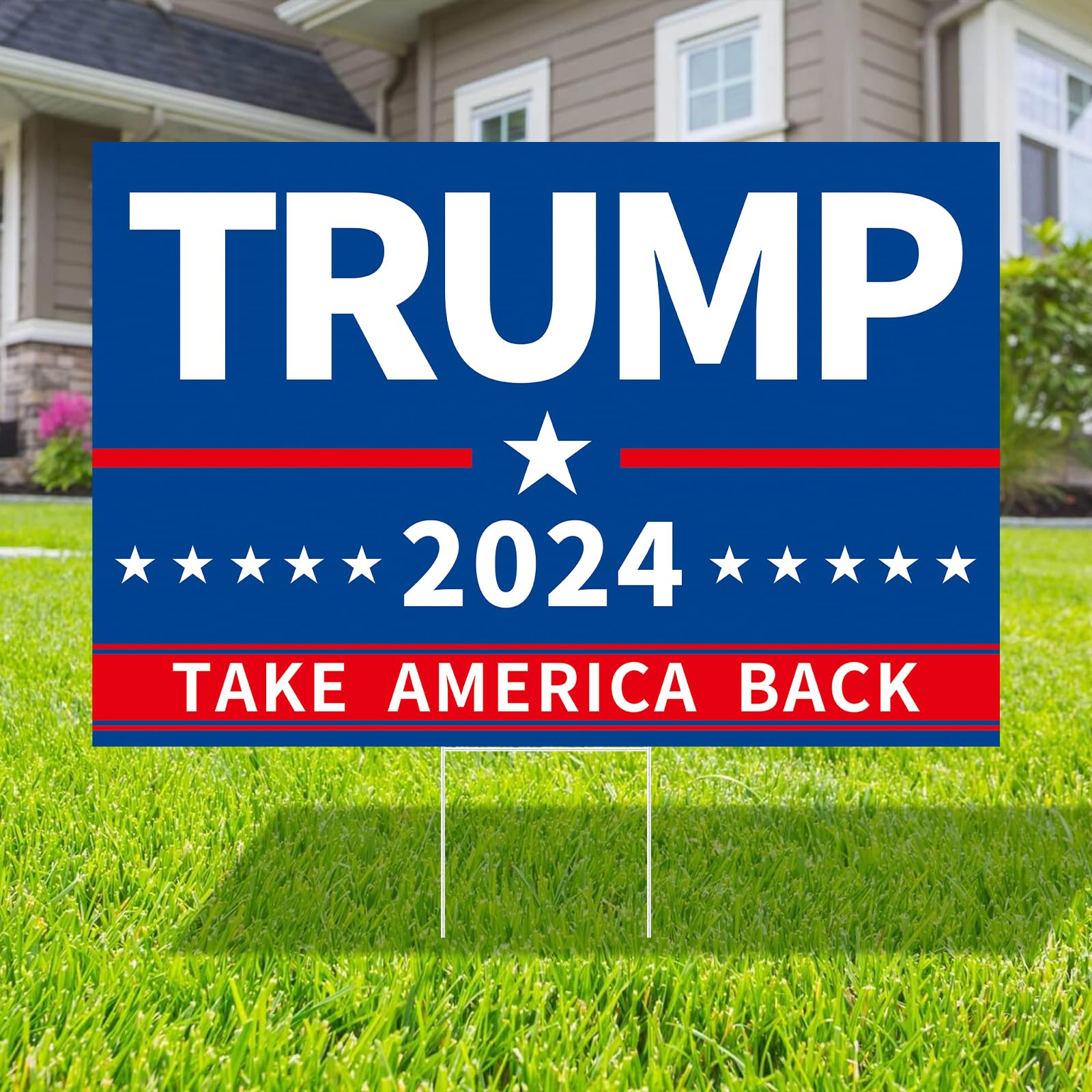 Probsin Trump 2024 Yard Sign with Metal H Stakes Double Sided 16" x 24" Trump Take America Back Blue Signs Voted for Trump Outdoor Decorations for Indoor Outdoor Lawn, Garden, Window, Party Supplies