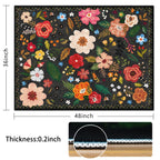Office Chair Mat for Hardwood & Tile Floor,Boho Floral 36"x48" Office Computer Chair Mat for Rolling Chairs,Under Desk Non Slip Gaming Rug,Rubber Backing Large Low-Pile Carpet Protector Mat(Black)