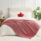 Snuggle Sac Red Throw Blanket for Couch, Super Soft Warm Christmas Red Blankets Cozy Knit Fuzzy Plush Lightweight Throws for Sofa, Bed, Camping, Heather Red, 50x60 inches