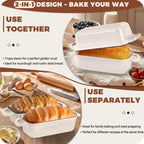 Articasting Cast Iron Bread Loaf Pan with Lid, Loaf Pans for Baking Bread 9x5, Enameled Bread Pans for Homemade Bread, Sourdough, Set of 2 (Cream White)