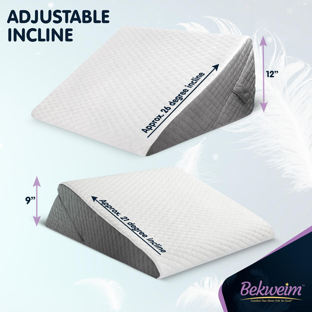 Adjustable Bed Wedge Pillow for Sleeping - Wedge Pillow for Sleep Apnea, Gerd, Acid Reflux Relief, Post Surgery - Foam Wedge Pillow for Back Pain Relief, Sleep Apnea Pillow Wedge or for Seniors
