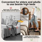 2 Step Stool with Handle for Elderly, Heavy Duty Step Stool with Handle, 4 Fixing Buckle and Adjustable Handrail, Bed Steps with a Hook for Adults Seniors Handicap, Hold up to 400LBS