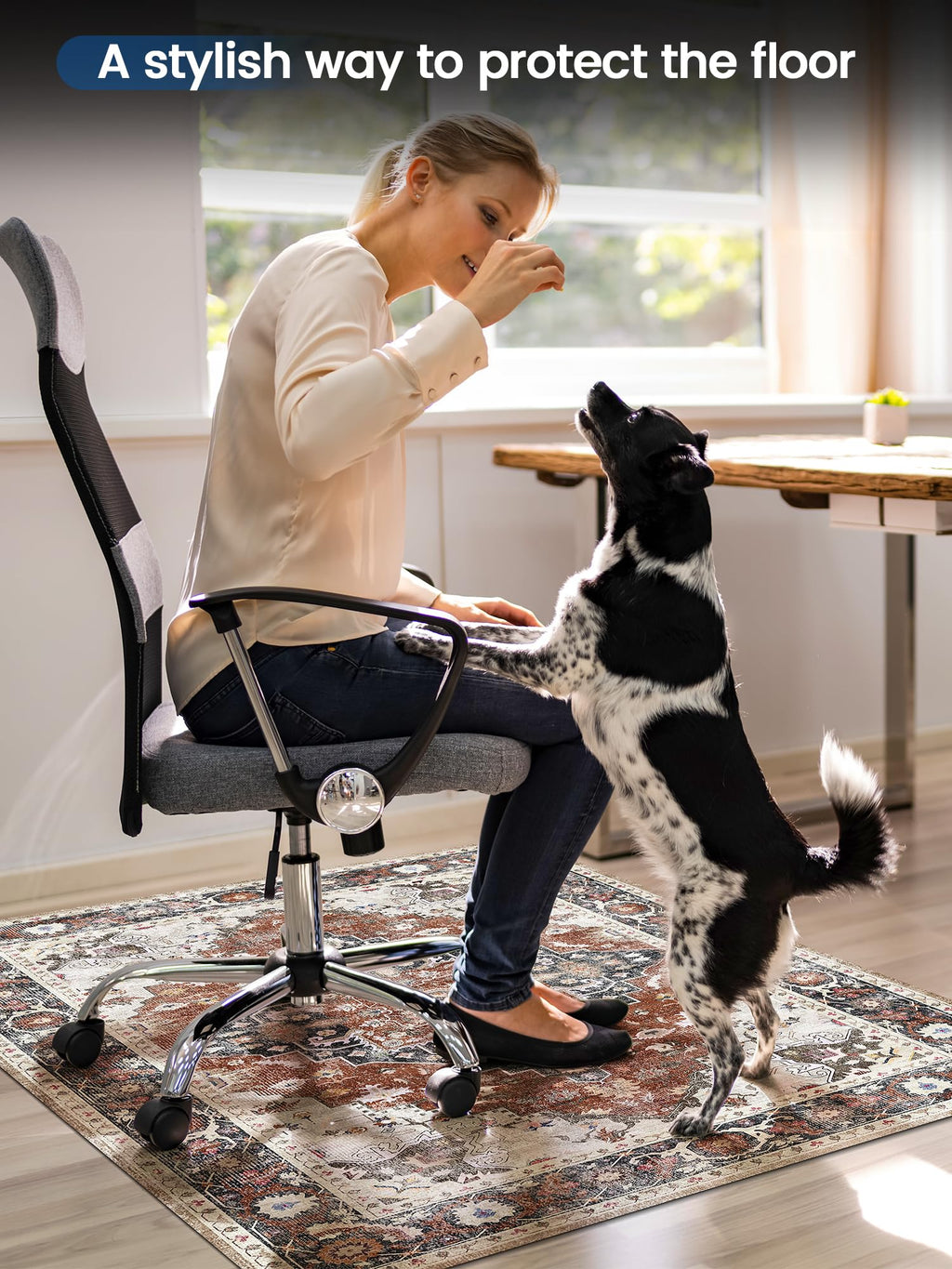 PROHALO Office Chair Mat for Hardwood Floor, 48"X 60" Desk Chair Mat for Hard Floors, Floor Mat for Office Chair，Under Desk Ofiice Rug for Rolling Computer Chair Gaming Chair-Brown