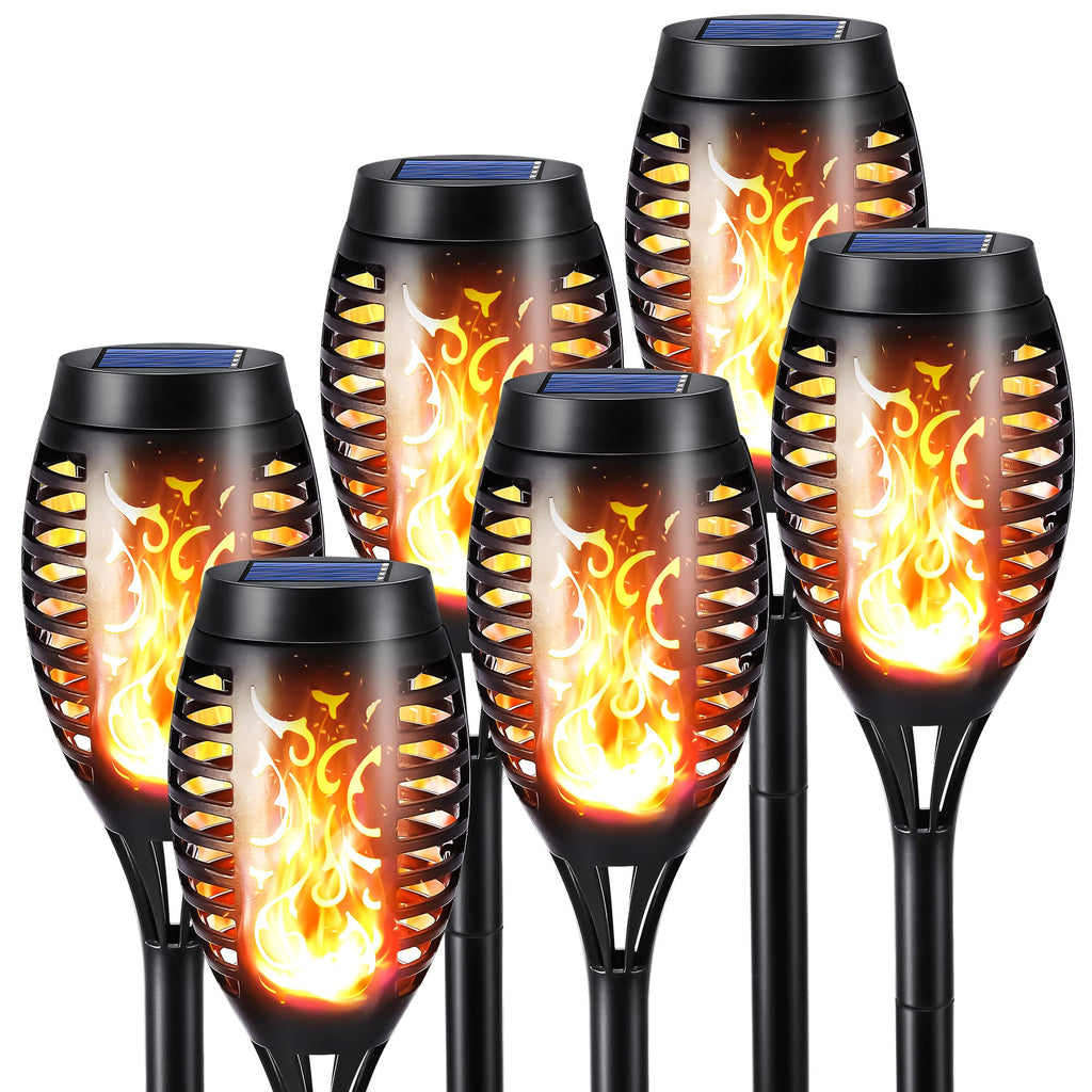 Toodour Solar Torch Flame Lights, 6 Pack Solar Lights Outdoor with Flickering Flame, Waterproof Patio Light Landscape Decoration Lighting for Garden, Lawn, Yard, Outdoor Decorations