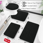 Black Bathroom Rug 30x20, Extra Soft Absorbent Chenille Bath Rugs, Rubber Backing Quick Dry, Machine Washable Bath Mats for Bathroom Floor, Tub and Shower, Home Decor Accessories