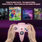 2 Pack Classic N64 Controller, kiwitatá Retro N64 Remote Gaming Joystick Wired Gamepad Controller for N64 System Video Games Console Pink