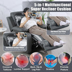 HOMBYS 5-in-1 Recliner Seat Cushion for Elderly+Lumbar Support Pillow + Leg Pad, with Adjustable Half Moon Neck Pillow & Footrest, High Density Foam Filling with Velvet Fabric, Thick & Non-Slip, Grey
