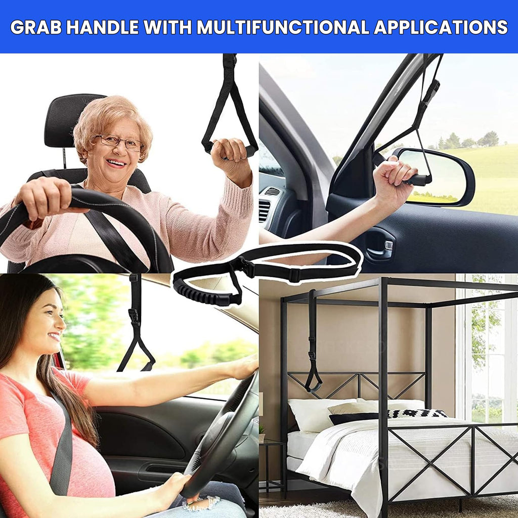 KOUNATSURI Car Handle Assist for Elderly Car Door Handle - Portable Handle for Car for Elderly & Seniors & Handicap - Multifunction Car Armrest Portable Handle（2Pack Blue Car Handles and Strap）