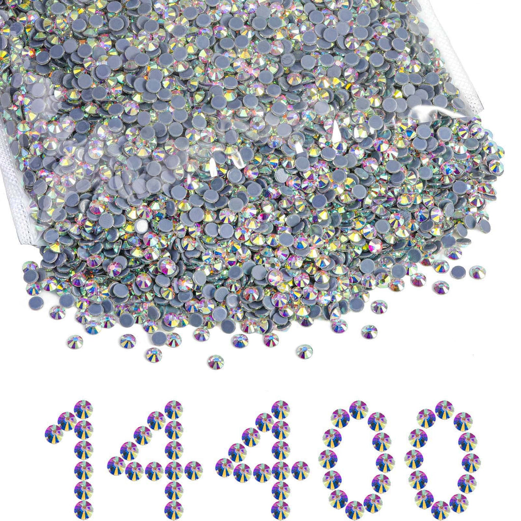 Beadsland Hotfix Rhinestones Bulk, 14400PCS Crystal Hot Fix Rhinestones for Crafts Clothes DIY Decoration, Crystal AB, SS20, 4.6-4.8mm