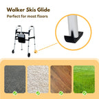 iLiving Easy Folding Rolling Walker with Shopping Bag Basket and Glide Skis - Upright Mobility Aid for Senior or Adults, Foldable and Adjustable Height Supports up to 350 lbs, Standard Walker, Silver