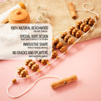 Mr.Woodware Wood Therapy Massage Tools - 2 Pcs Wooden Lymphatic Drainage Curved Roller Stick & Back Massager with Rope Massage Kit - Wood Massage Tools for Body Shaping, Sculpting, Maderoterapia