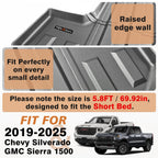 TripleAliners Truck Mat Compatible with 2019-2026 Chevy Silverado/GMC Sierra 1500 5.8FT Accessories, Truck Bed Mat Heavy Duty Custom Fit All Weather Protection TPE Pickup Liner